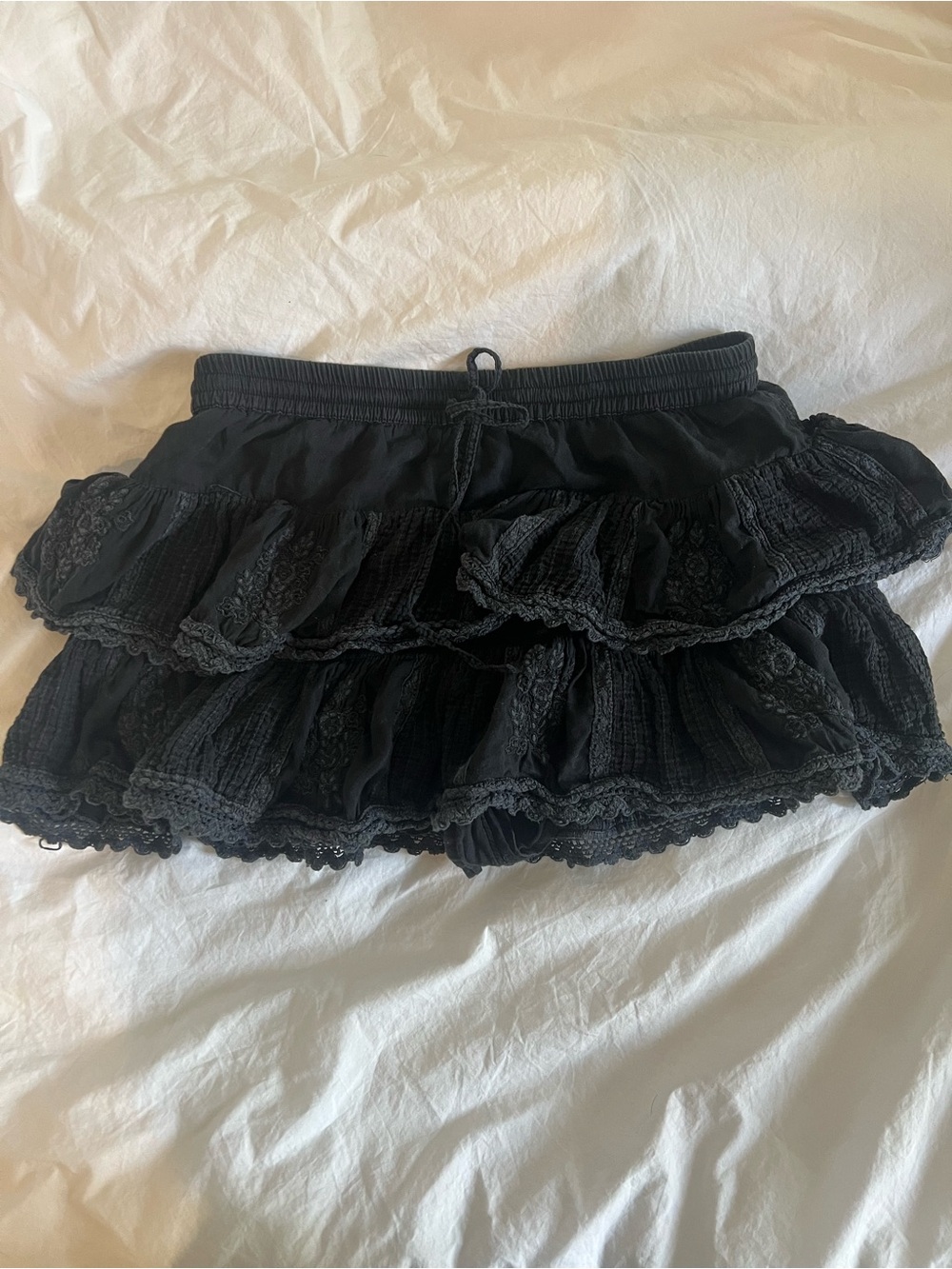 Black Tiered Ruffle Mini Skirt